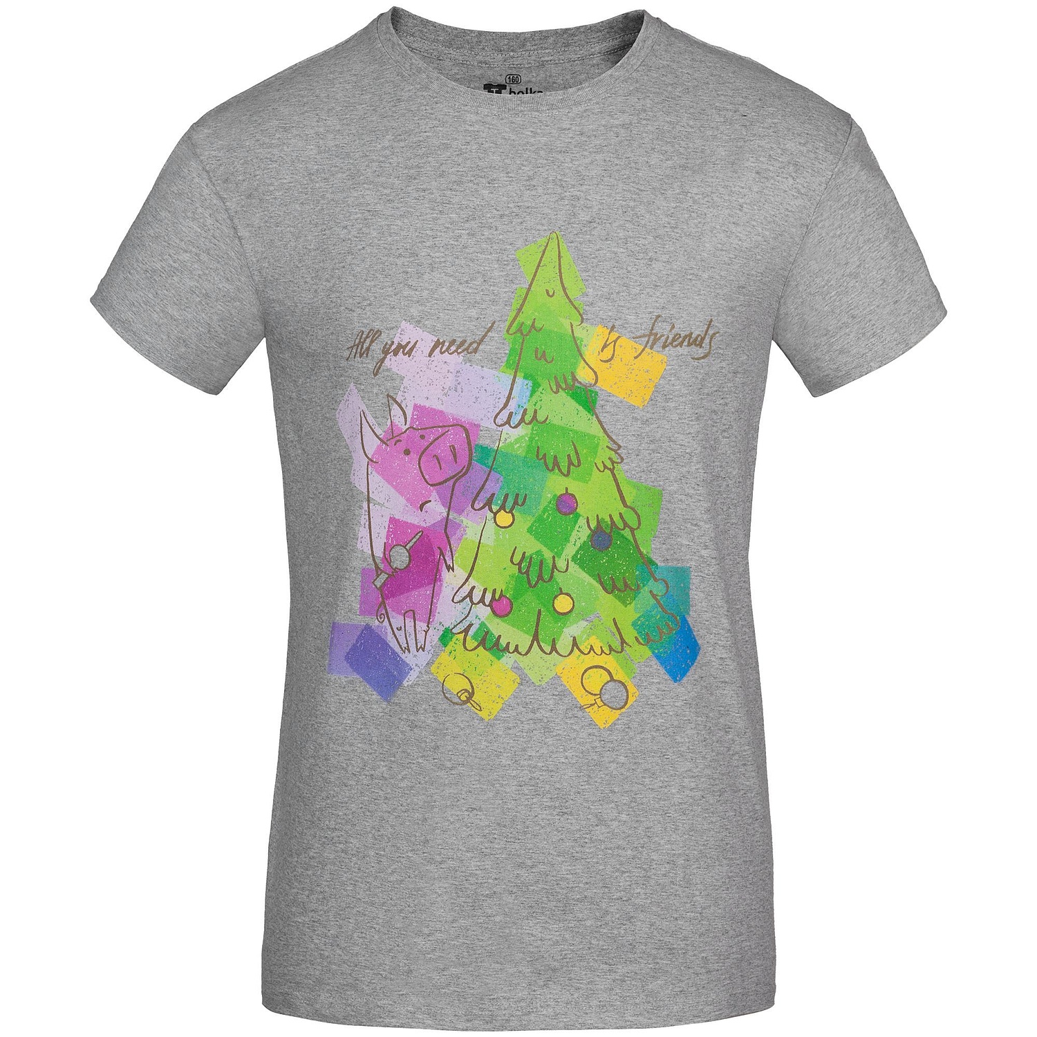 Футболка унисекс T-Bolka 160, серый меланж с логотипом