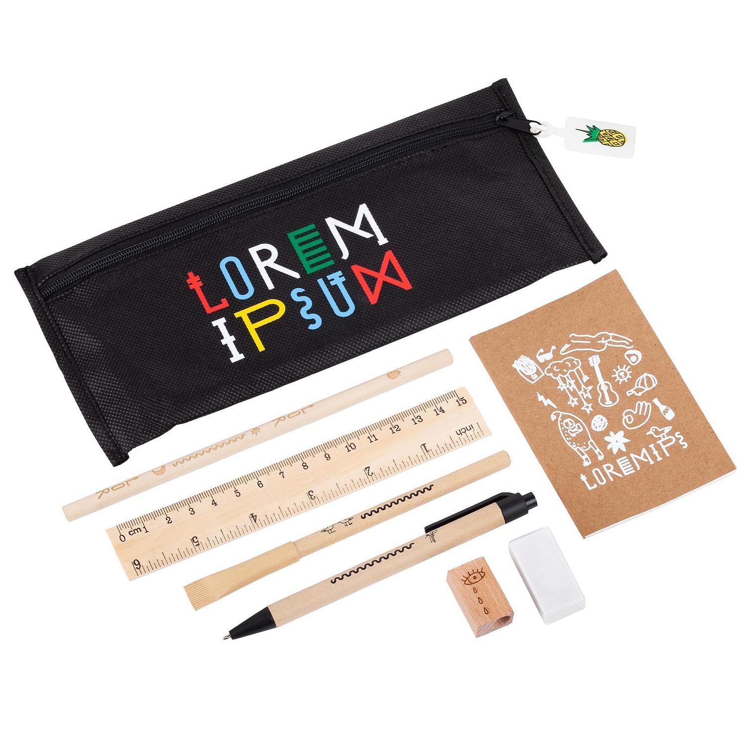 Канцелярский набор Scribe, с блокнотом, черный с логотипом