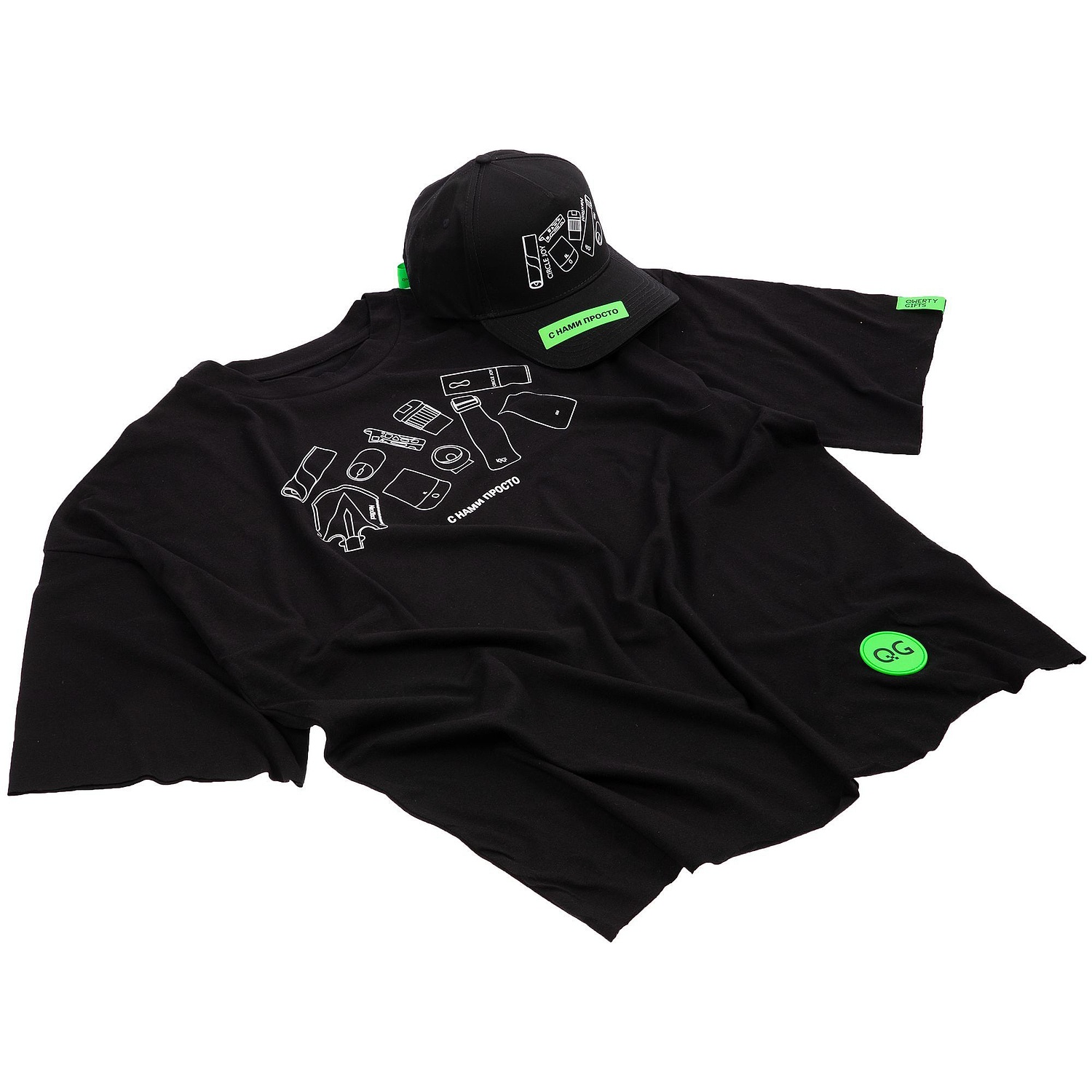 Футболка унисекс оверсайз T1, черная с логотипом