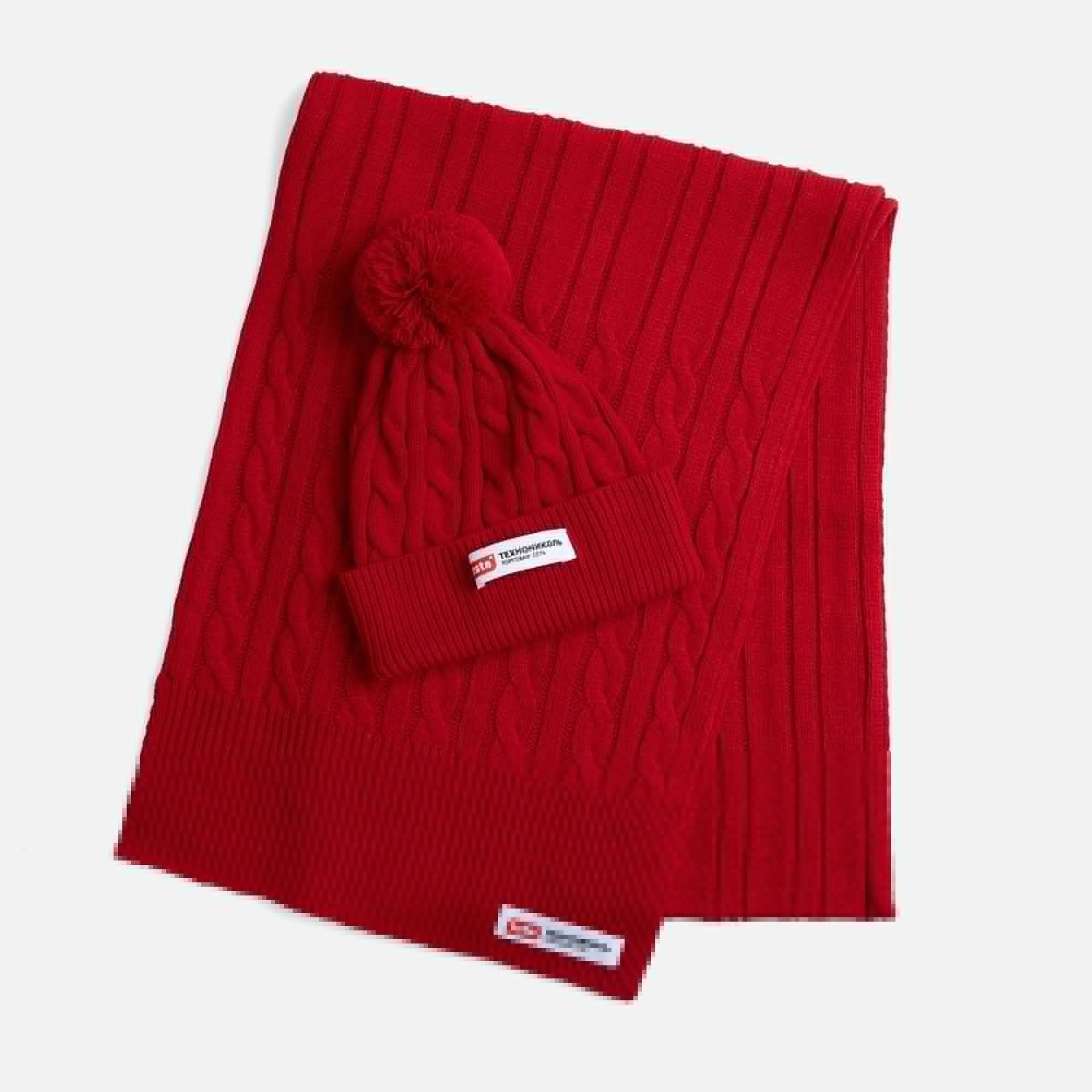 Лейбл тканевый Epsilon, XS, красный с логотипом