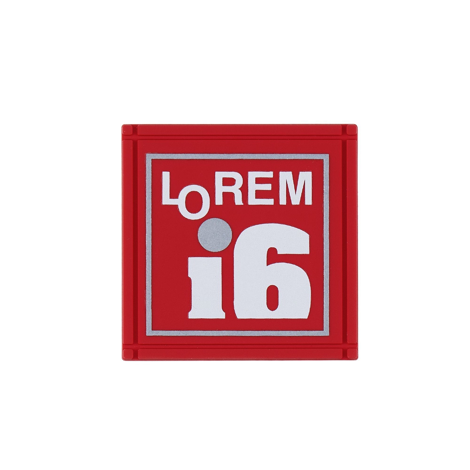 Лейбл из ПВХ Dzeta, L, красный с логотипом