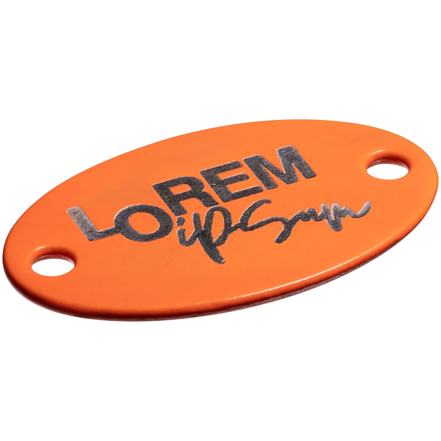 Шильдик металлический Alfa Oval, оранжевый неон с логотипом