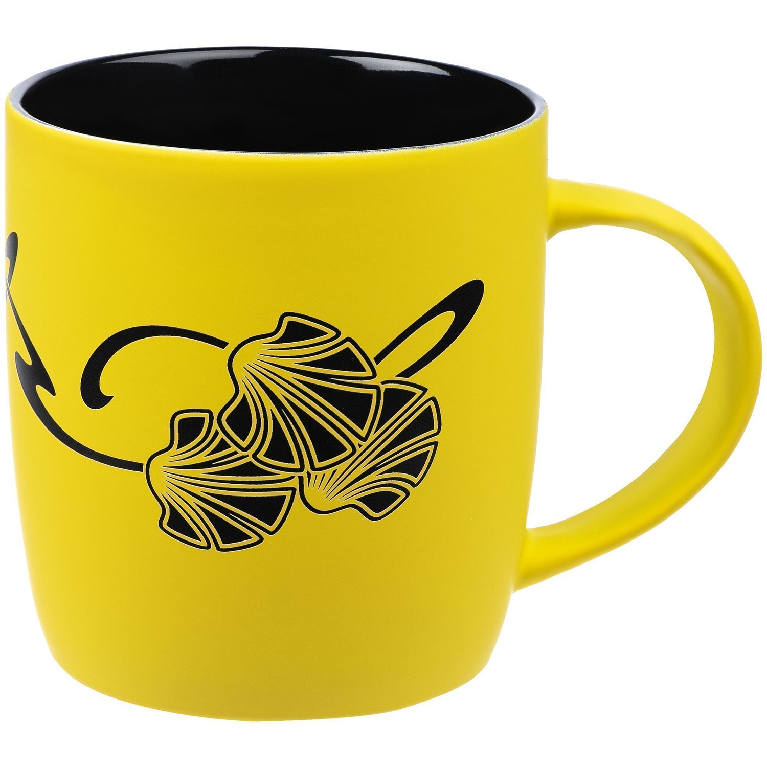 Кружка Surprise Touch Black с покрытием софт-тач, желтая с логотипом