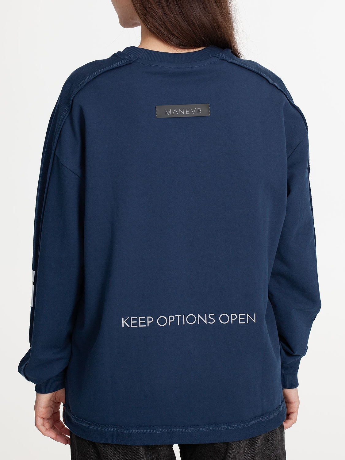 Свитшот унисекс Vozduh, темно-синий с логотипом