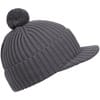 Вязаная шапка с козырьком Peaky, серая (антрацит) с логотипом