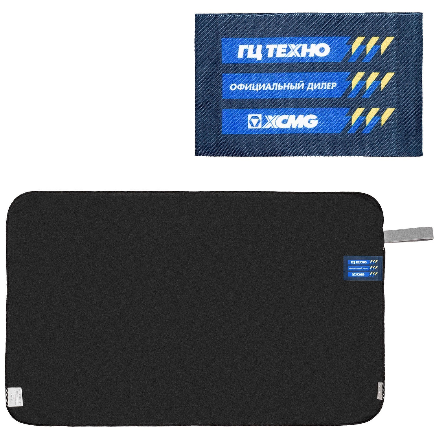 Спортивное полотенце Vigo Medium, черное с логотипом