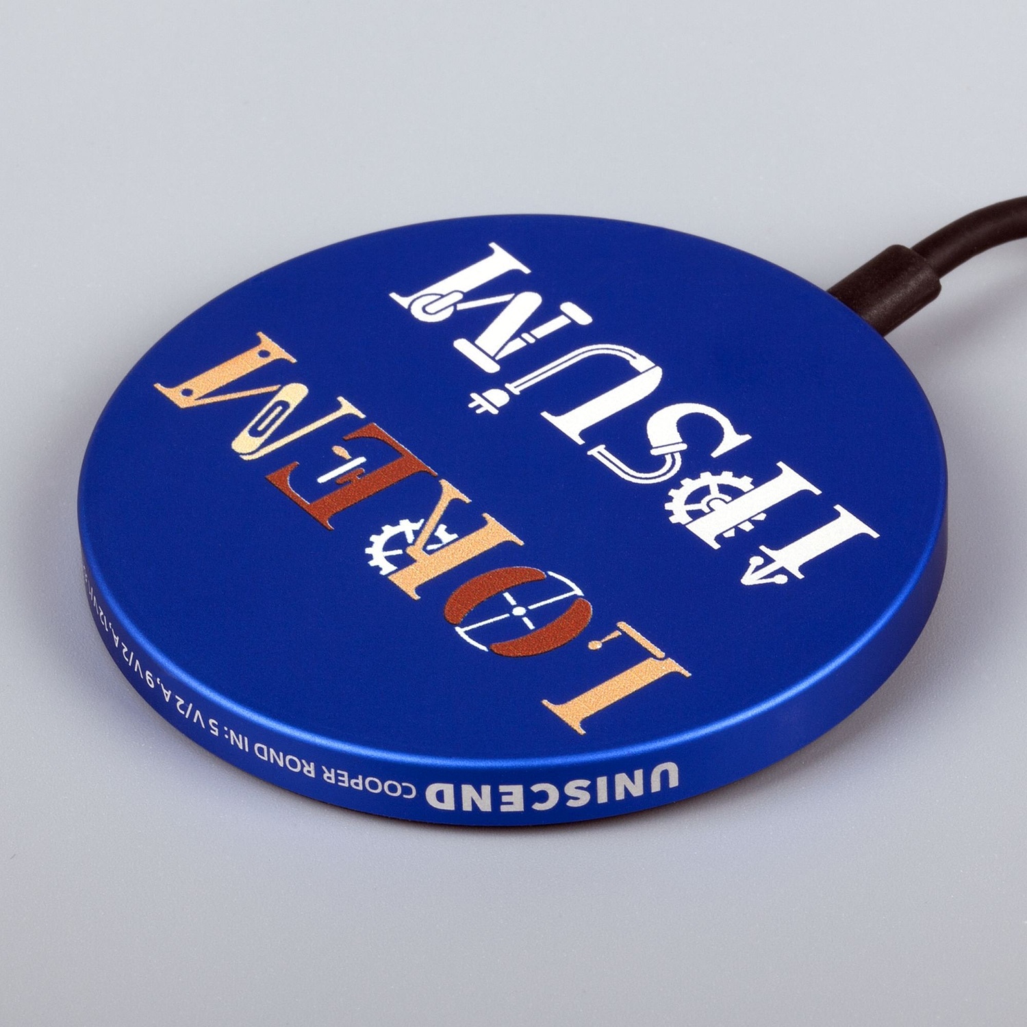 Магнитное зарядное устройство Cooper Rond, 15 Вт, синее с логотипом