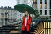 Зонт-трость Promo, темно-зеленый с логотипом
