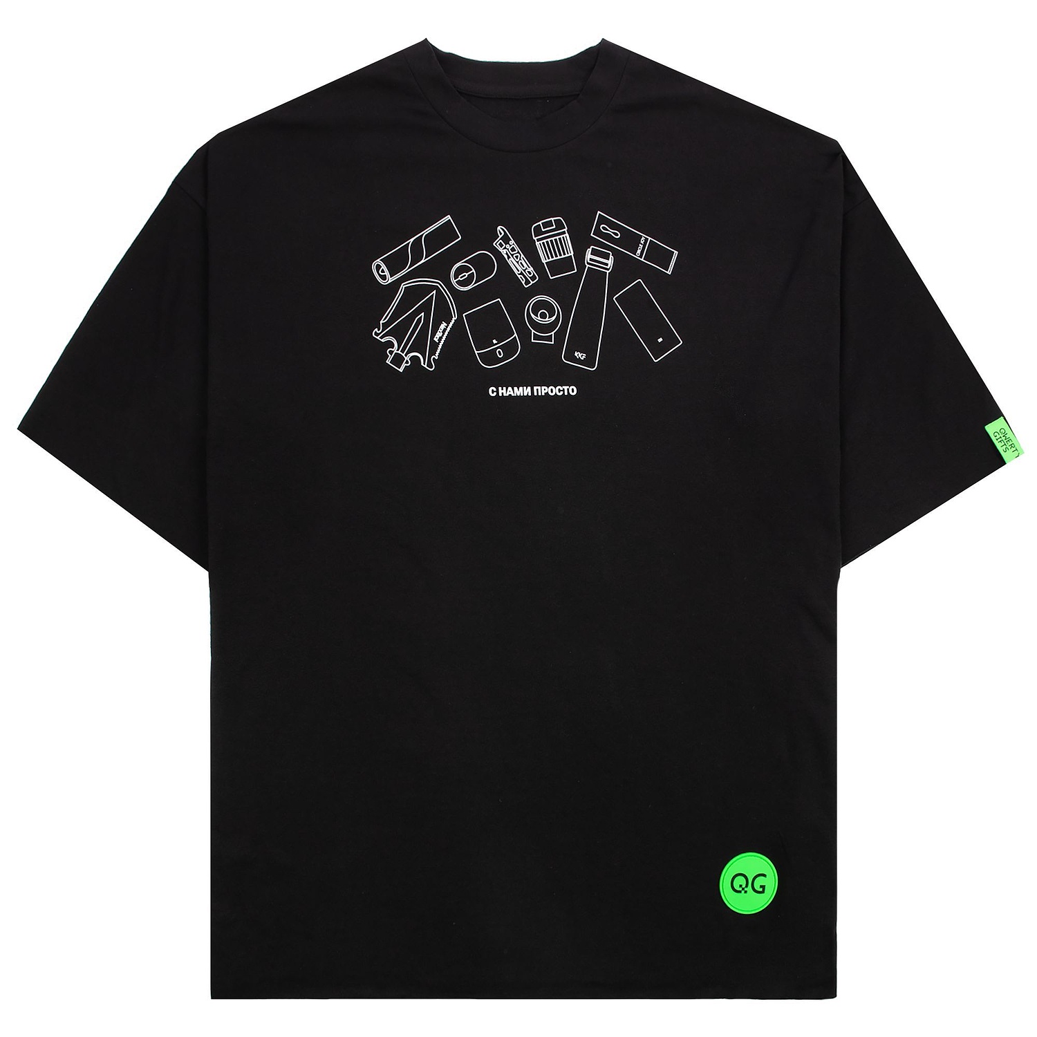 Лейбл из ПВХ Dzeta Round, L, зеленый неон с логотипом