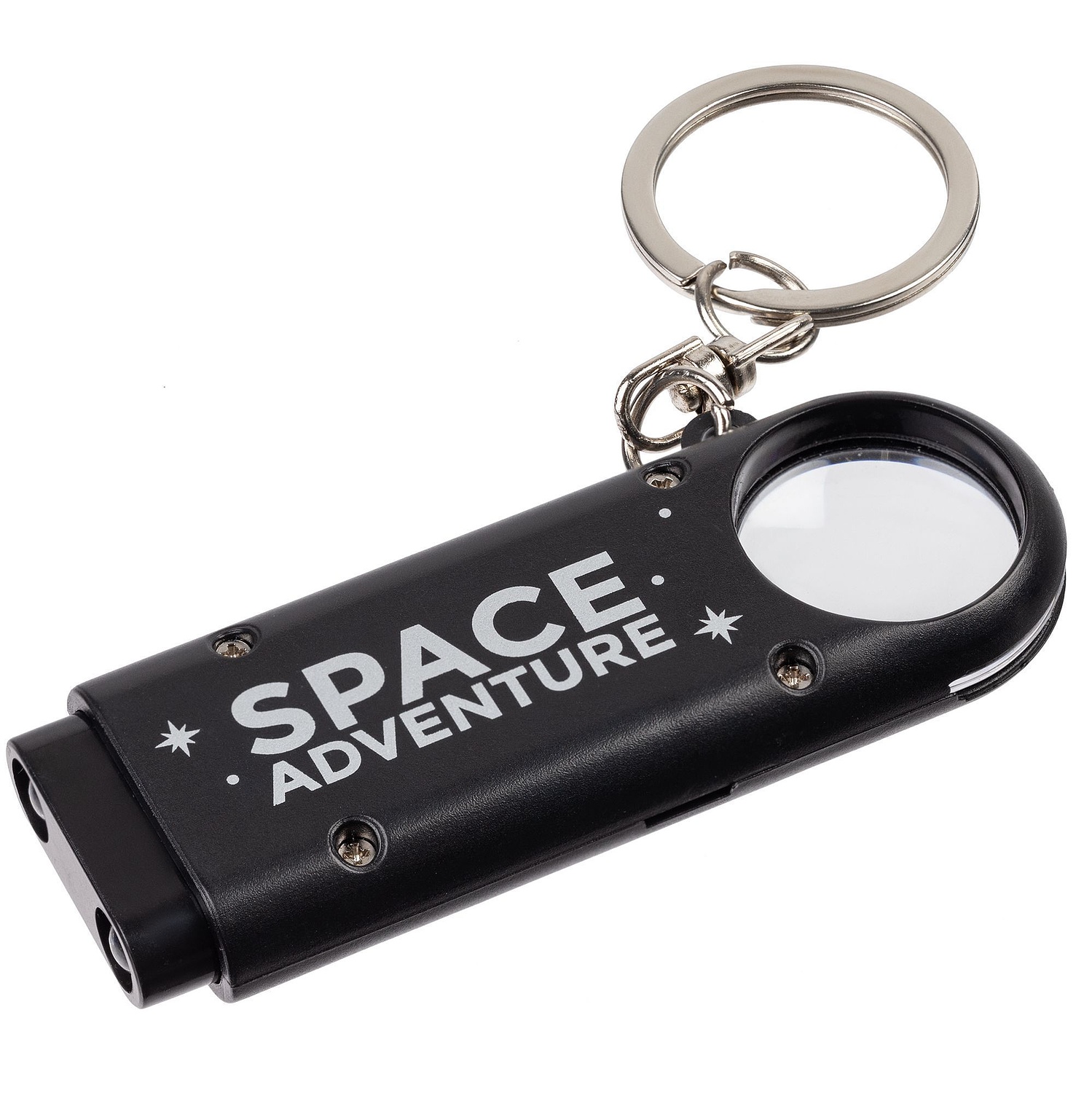 Брелок-фонарик Lens Ray, черный с логотипом