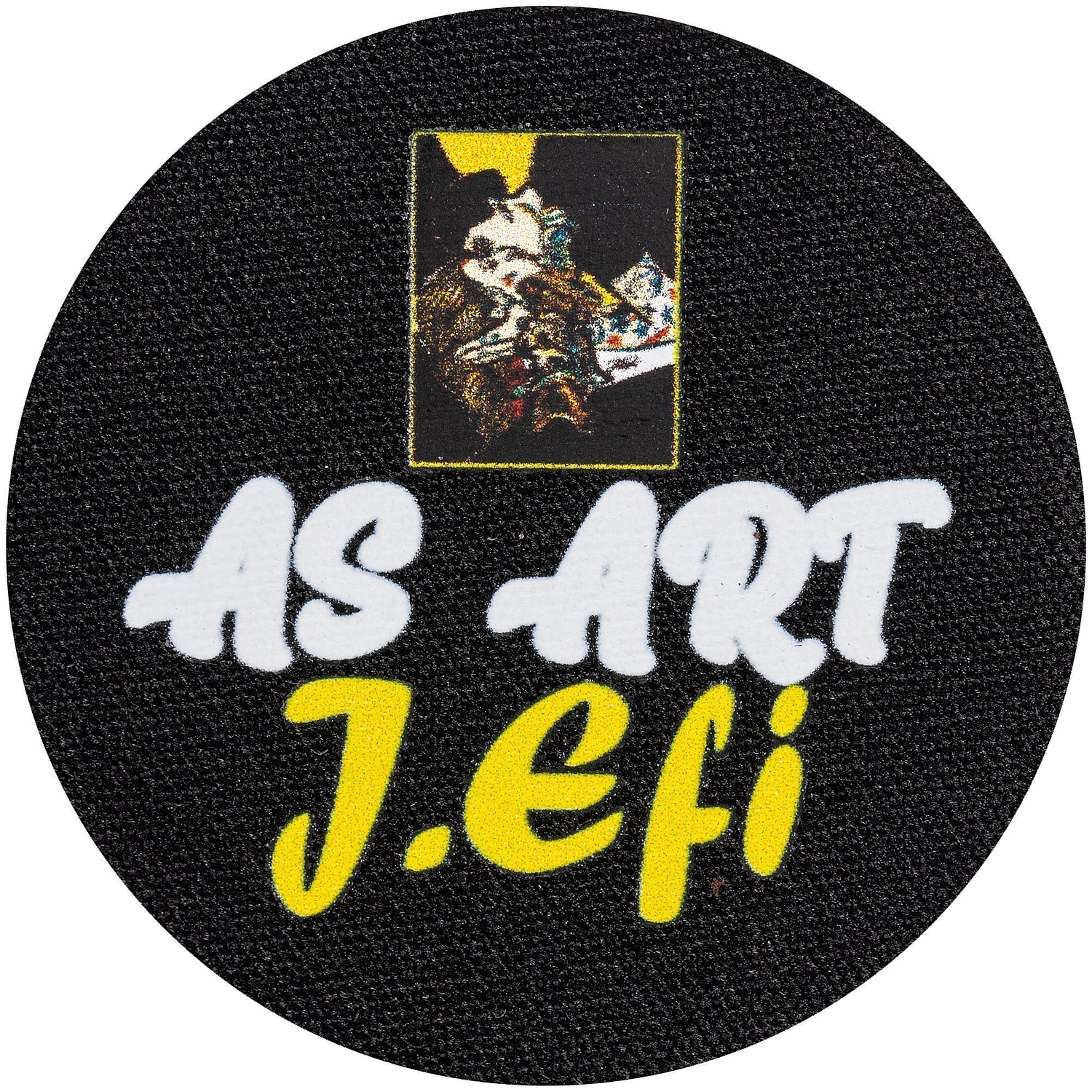 Наклейка тканевая Lunga Round, M, черная с логотипом