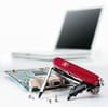 Офицерский нож CyberTool L, прозрачный красный с логотипом
