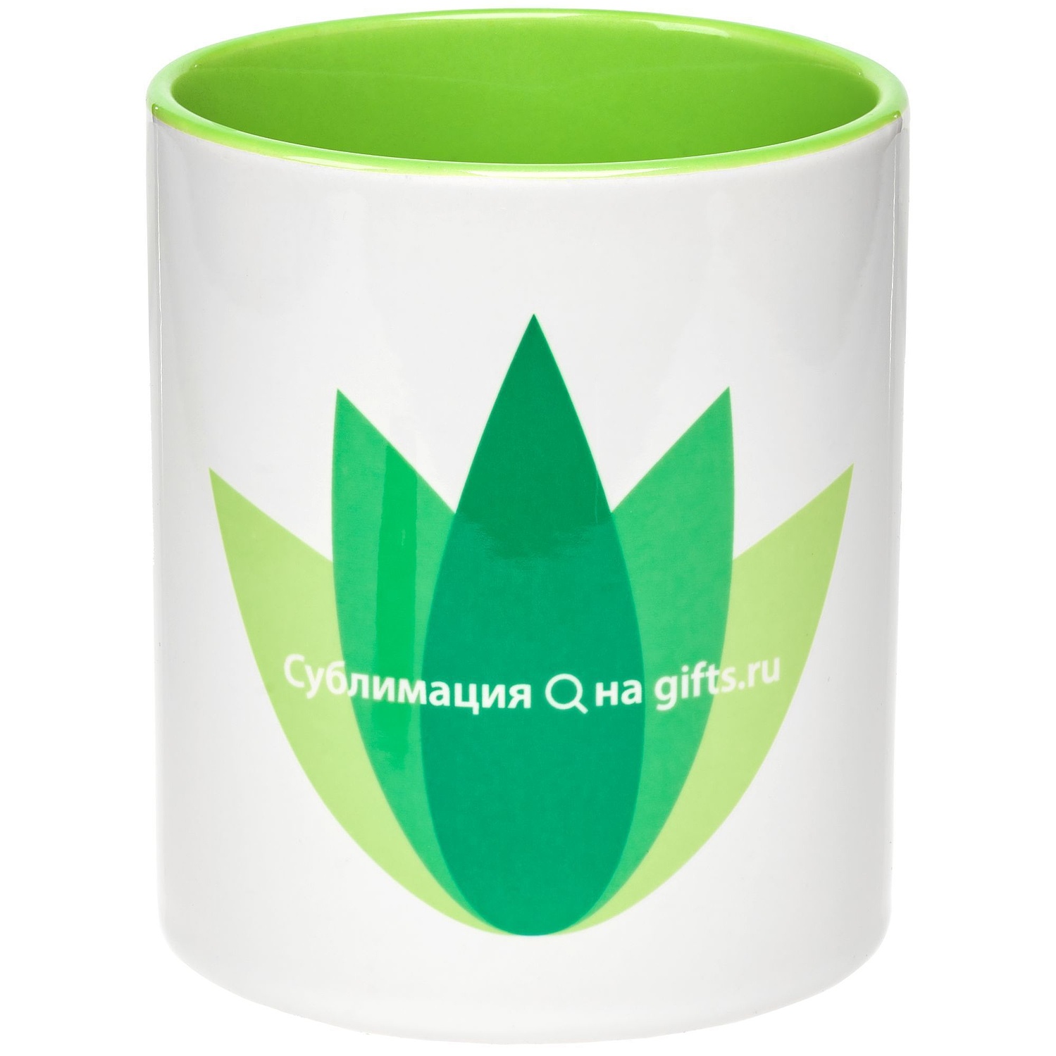 Кружка Promo Plus для сублимационной печати, зеленое яблоко с логотипом