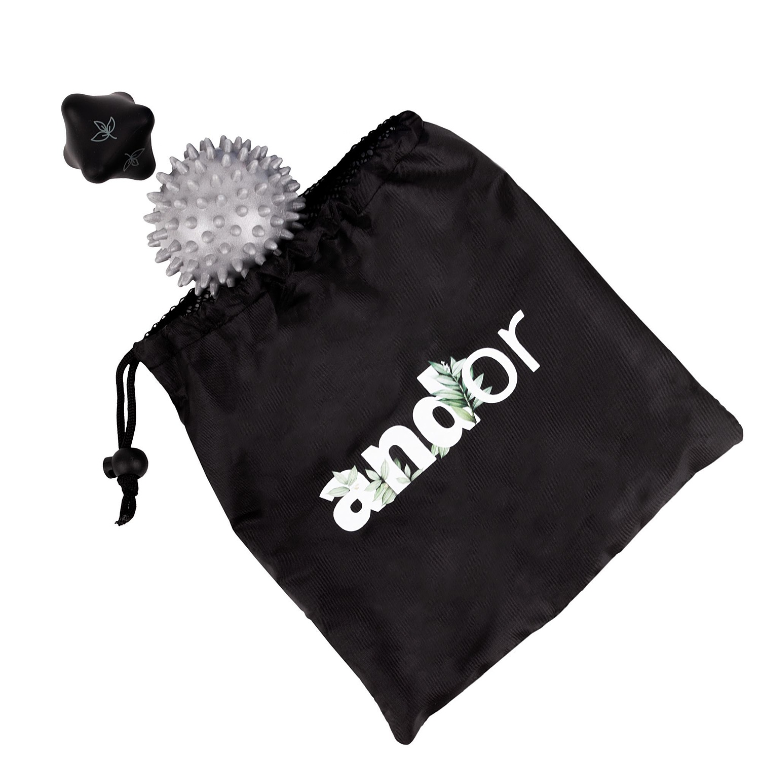 Набор массажных мячей для МФР Relaxify, черный с серым с логотипом