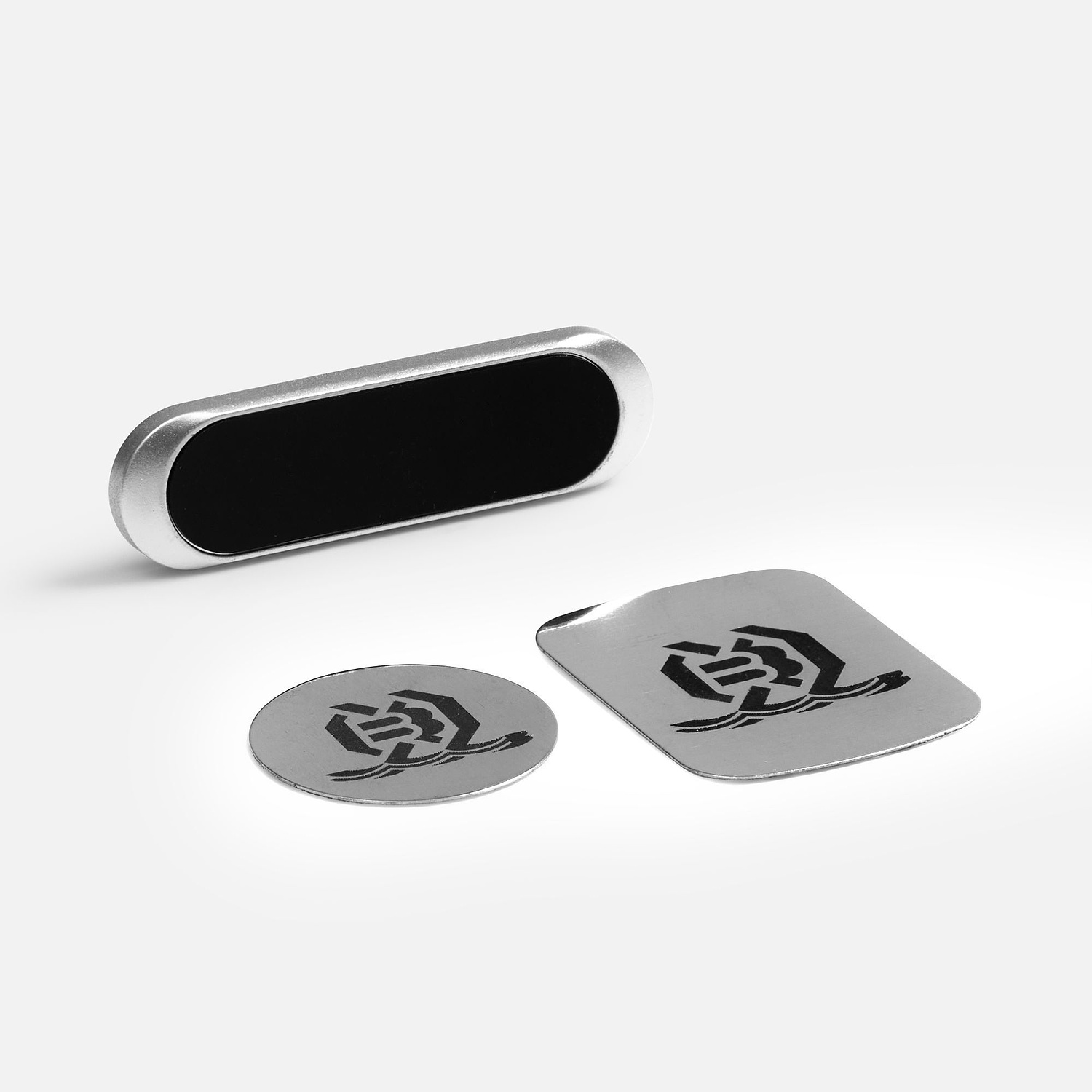 Магнитный держатель для смартфонов Inch, серебристый с логотипом