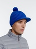 Вязаная шапка с козырьком Peaky, синяя (василек) с логотипом