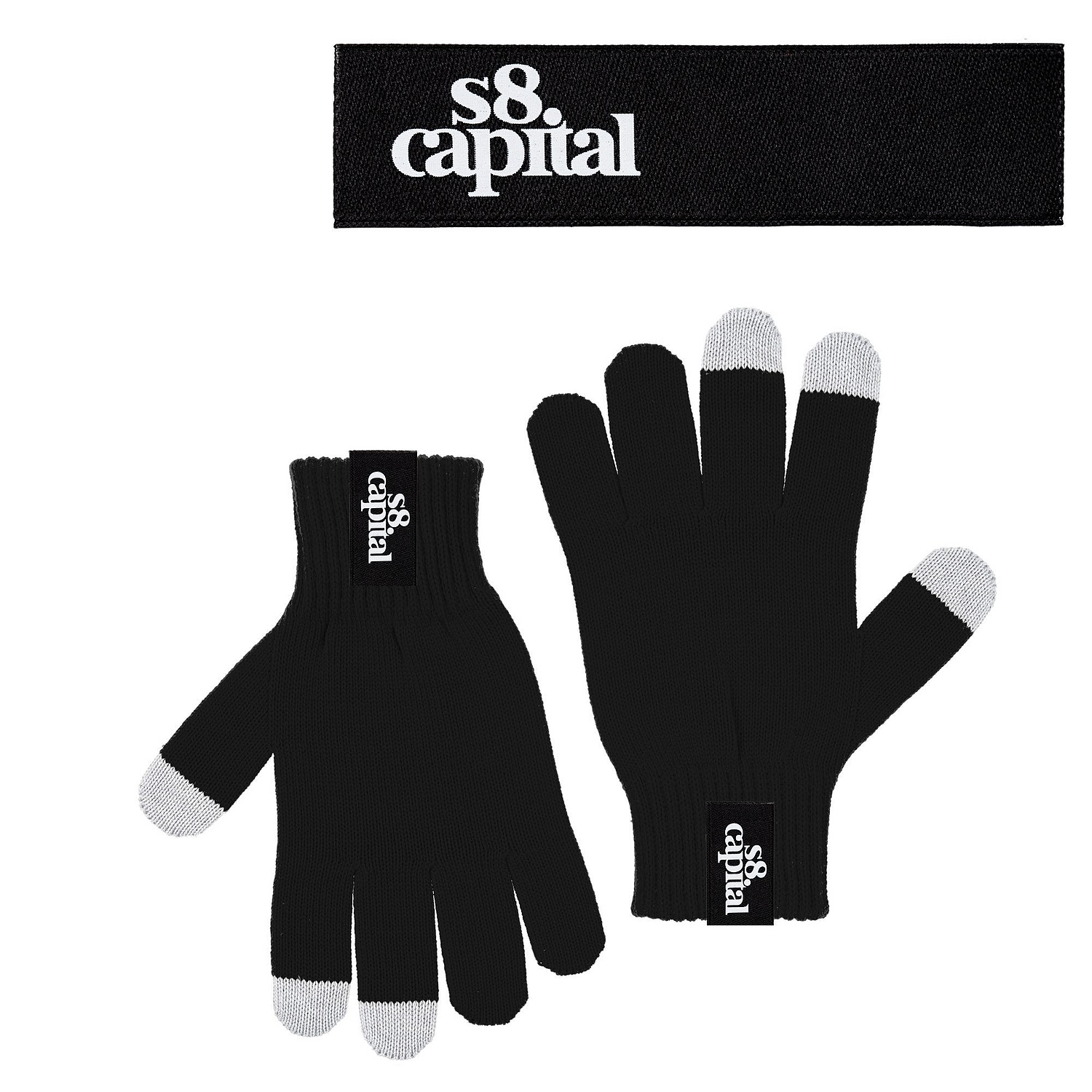 Лейбл тканевый Epsilon, S, черный с логотипом