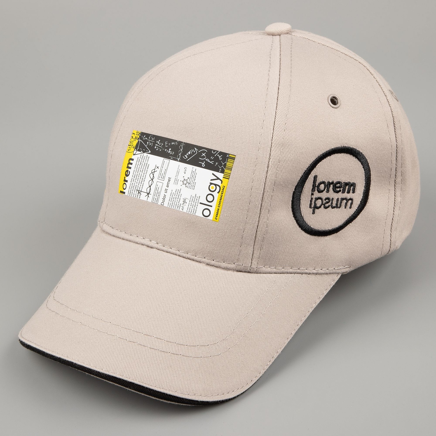 Бейсболка Canopy, серая с черным кантом