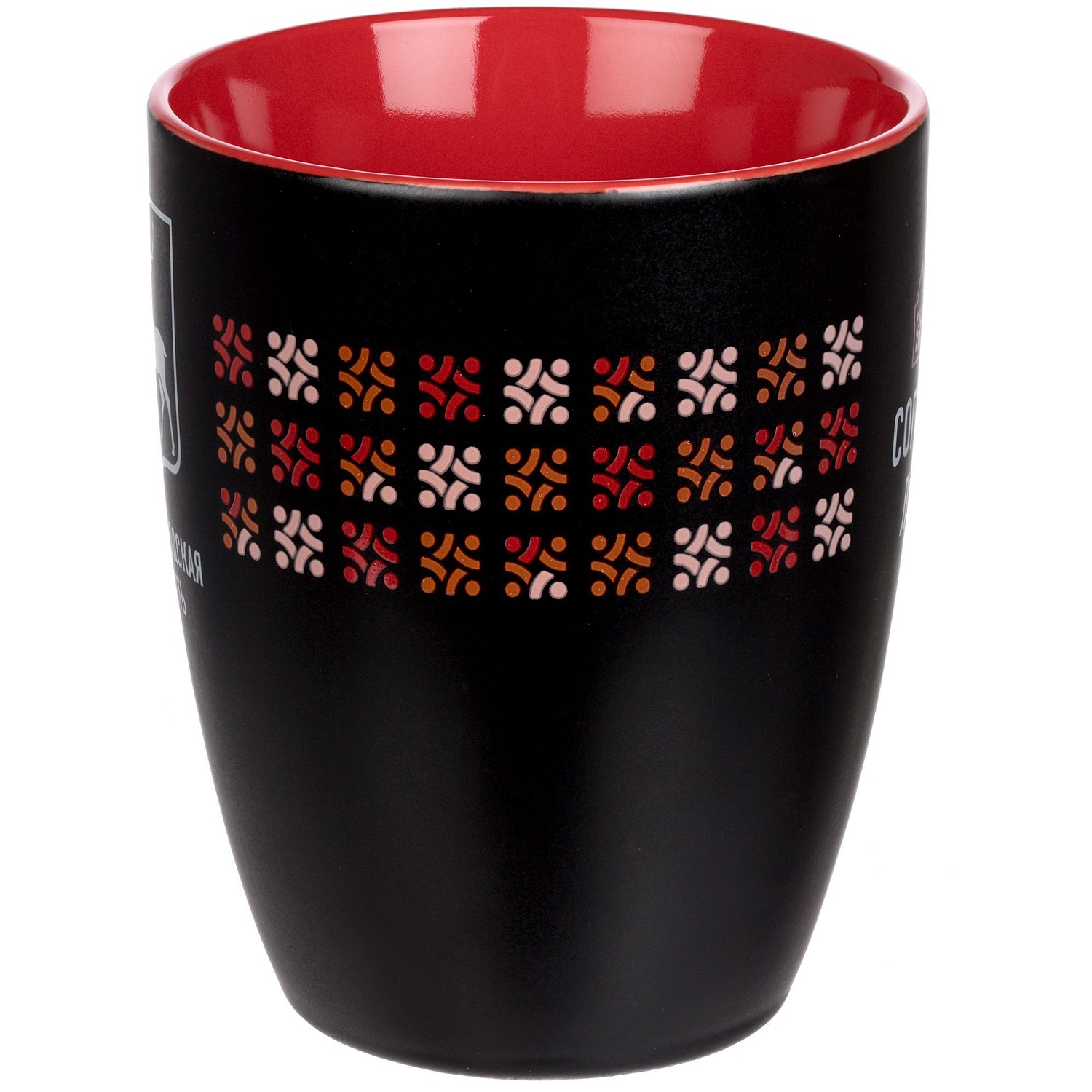 Кружка Bright Tulip, матовая, черная с синим с логотипом