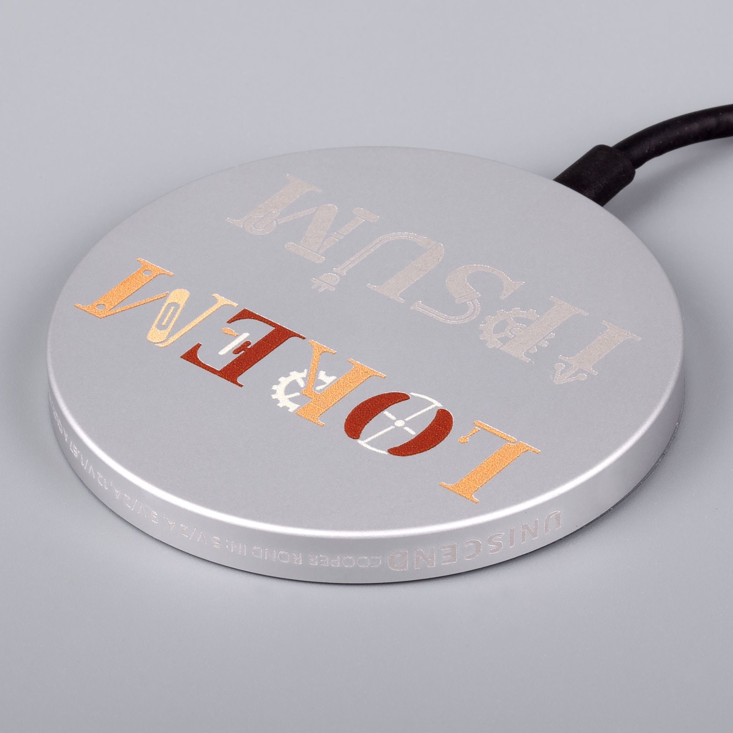 Магнитное зарядное устройство Cooper Rond, 15 Вт, серебристое с логотипом