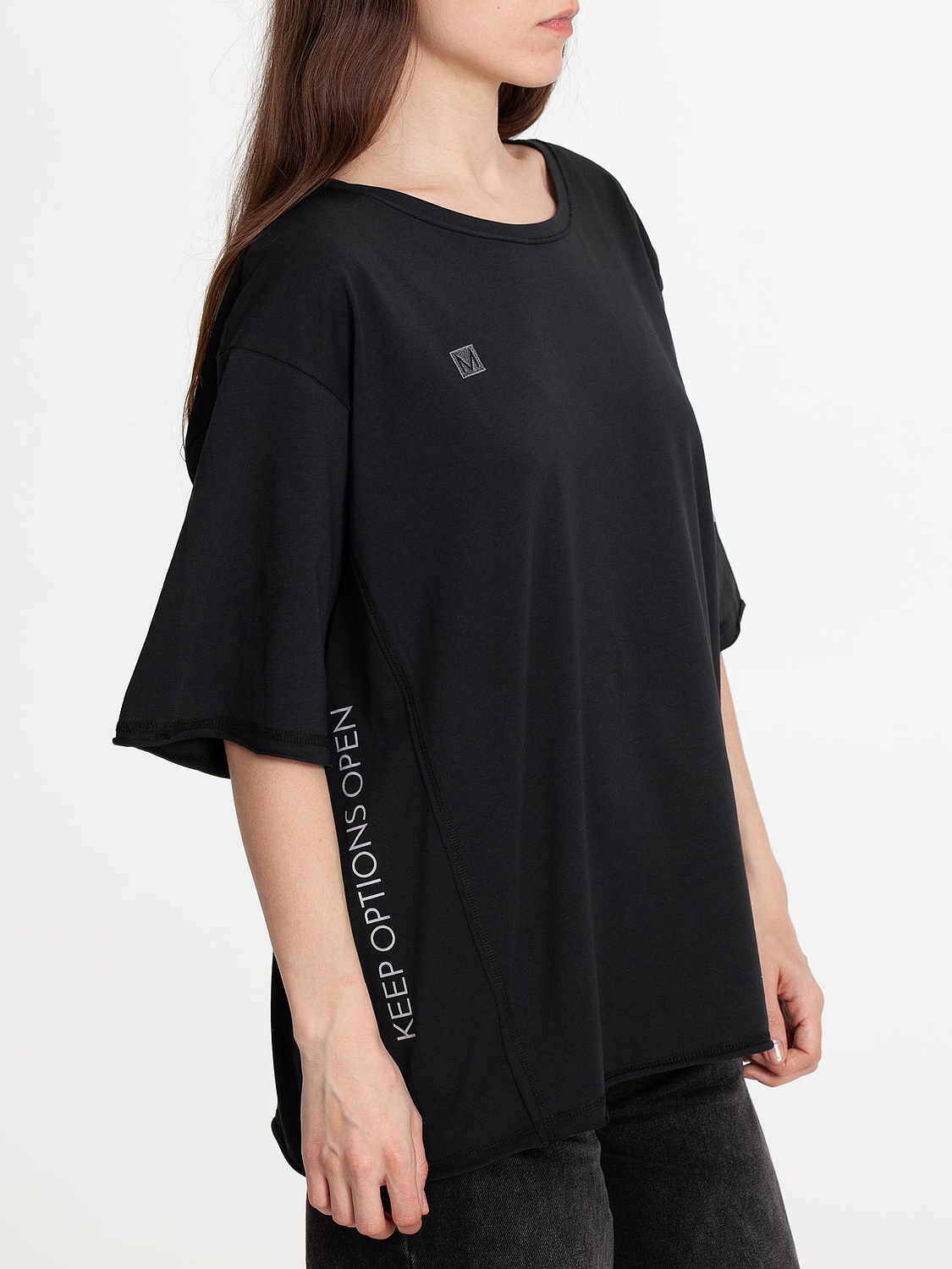 Футболка оверсайз унисекс Vozduh, черная с логотипом