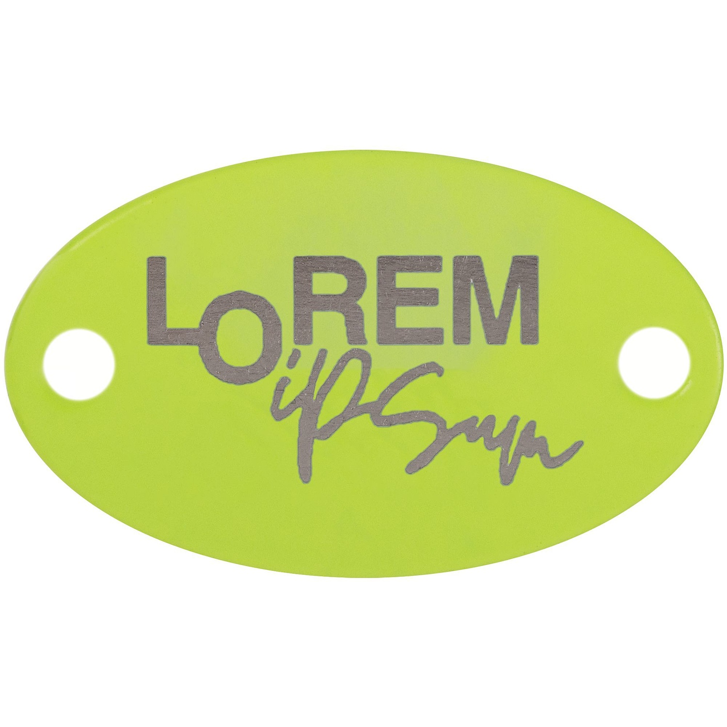 Шильдик металлический Alfa Oval, желтый неон с логотипом