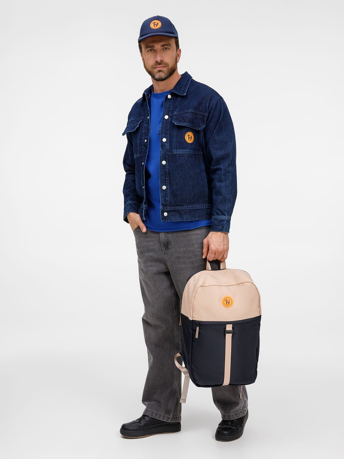 Куртка джинсовая O2, темно-синяя с логотипом