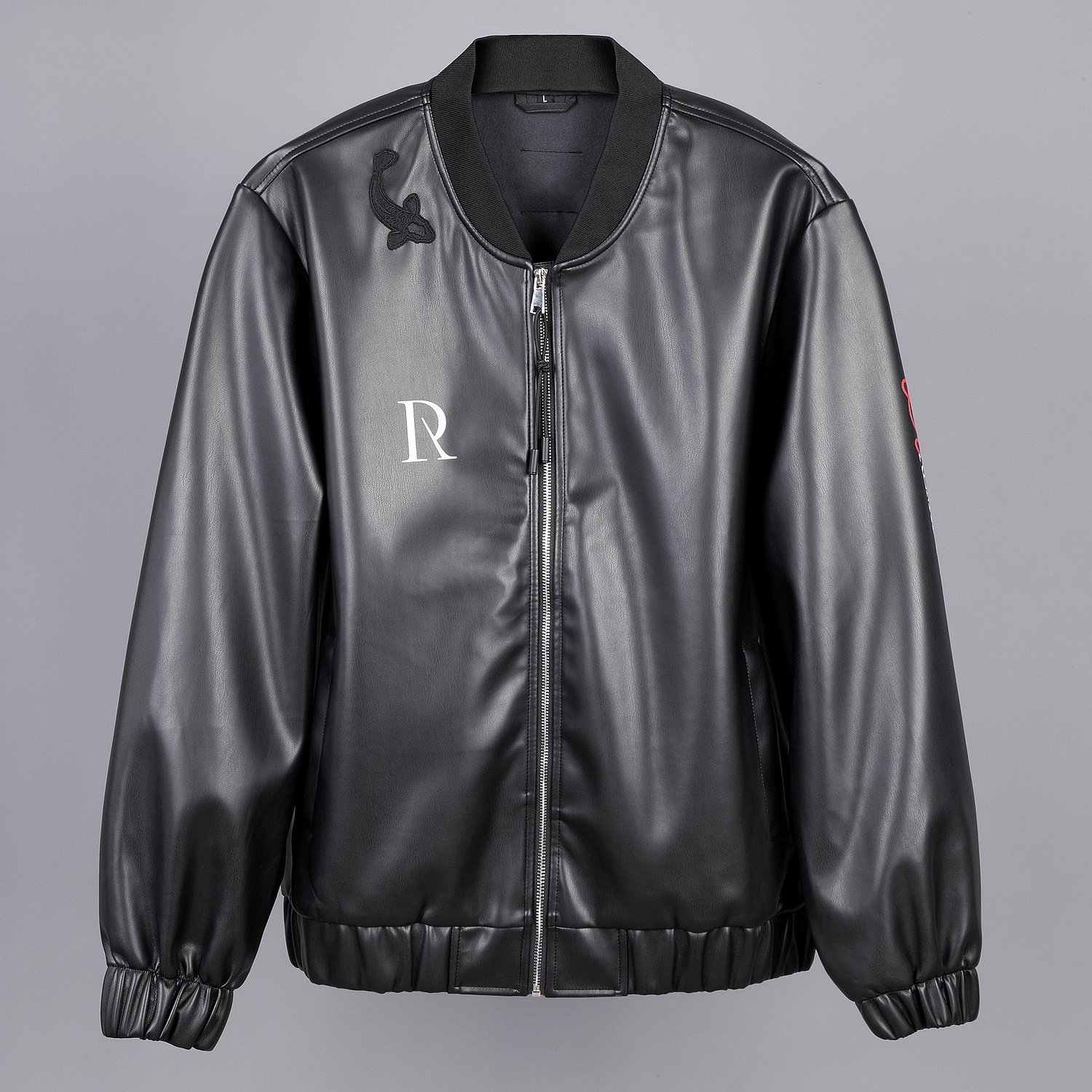 Бомбер из искусственной кожи Univer, черный с логотипом