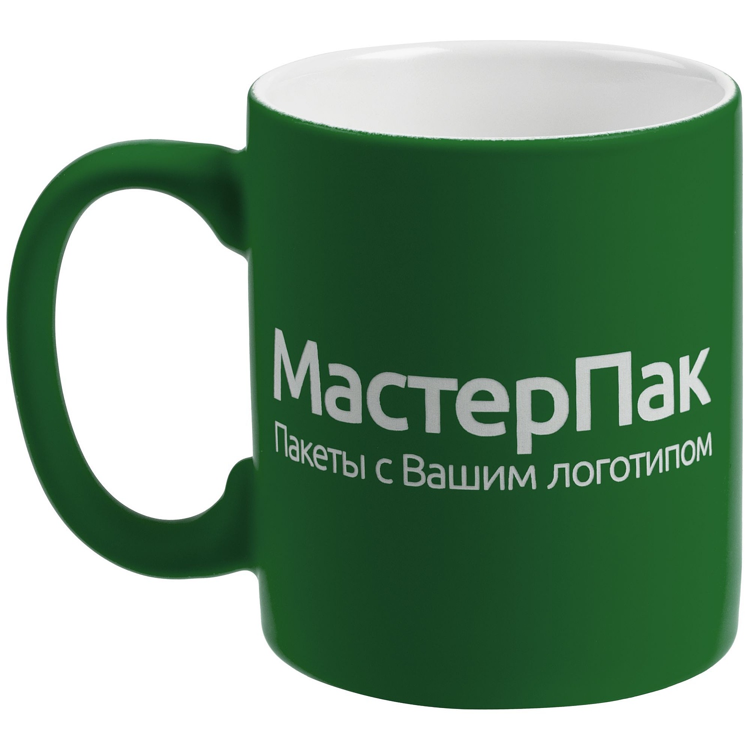 Кружка Promo Soft с покрытием софт-тач, зеленая с логотипом