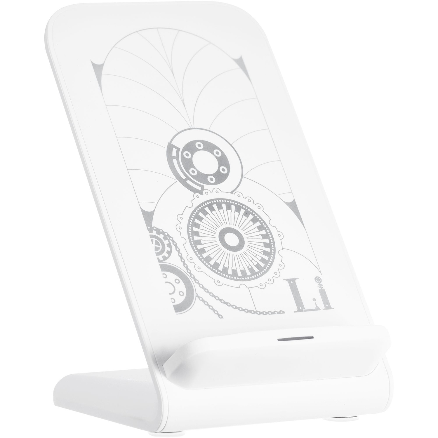 Беспроводное зарядное устройство с быстрой зарядкой Overtop, белое с логотипом