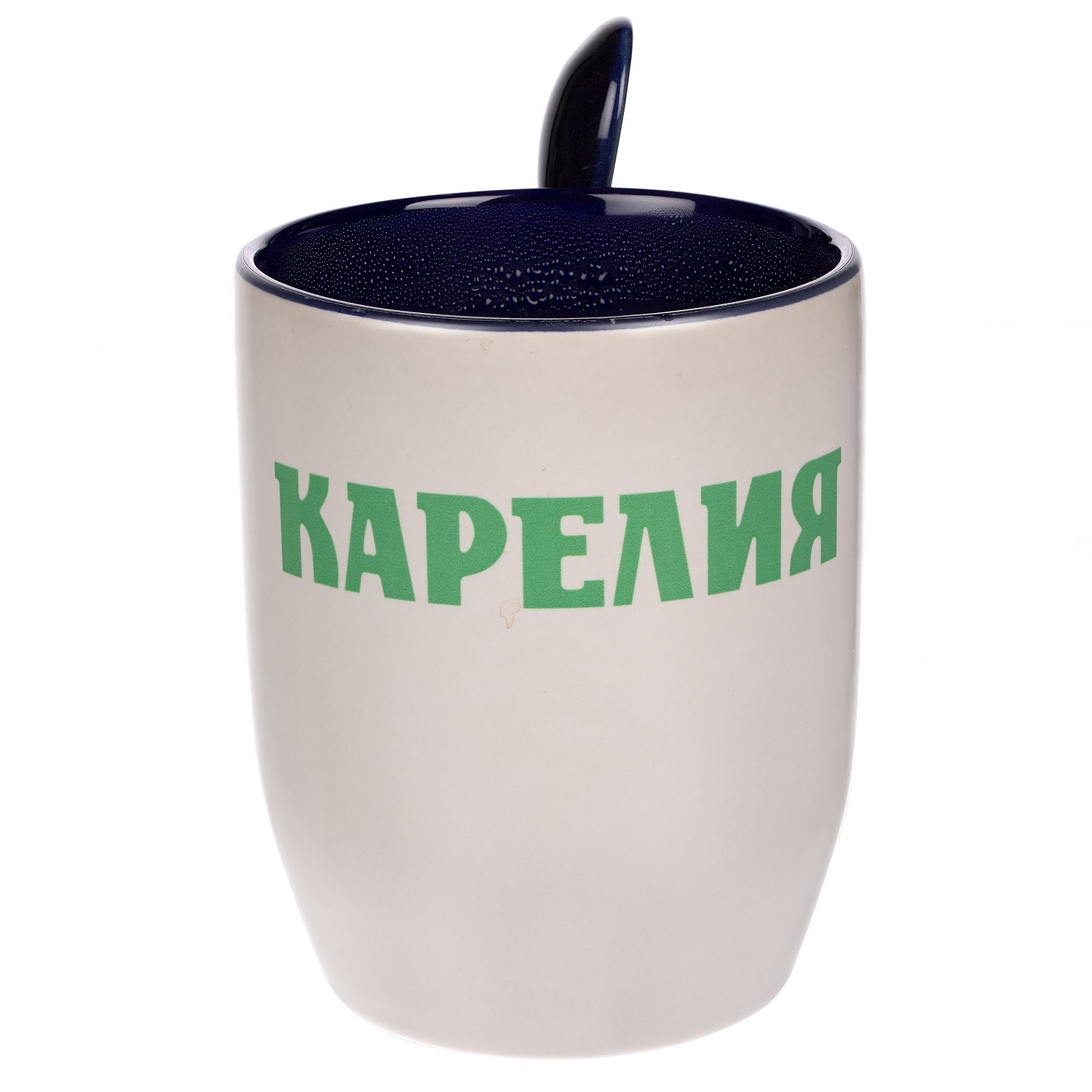 Кружка-хамелеон Melty с ложкой, черная с синим с логотипом