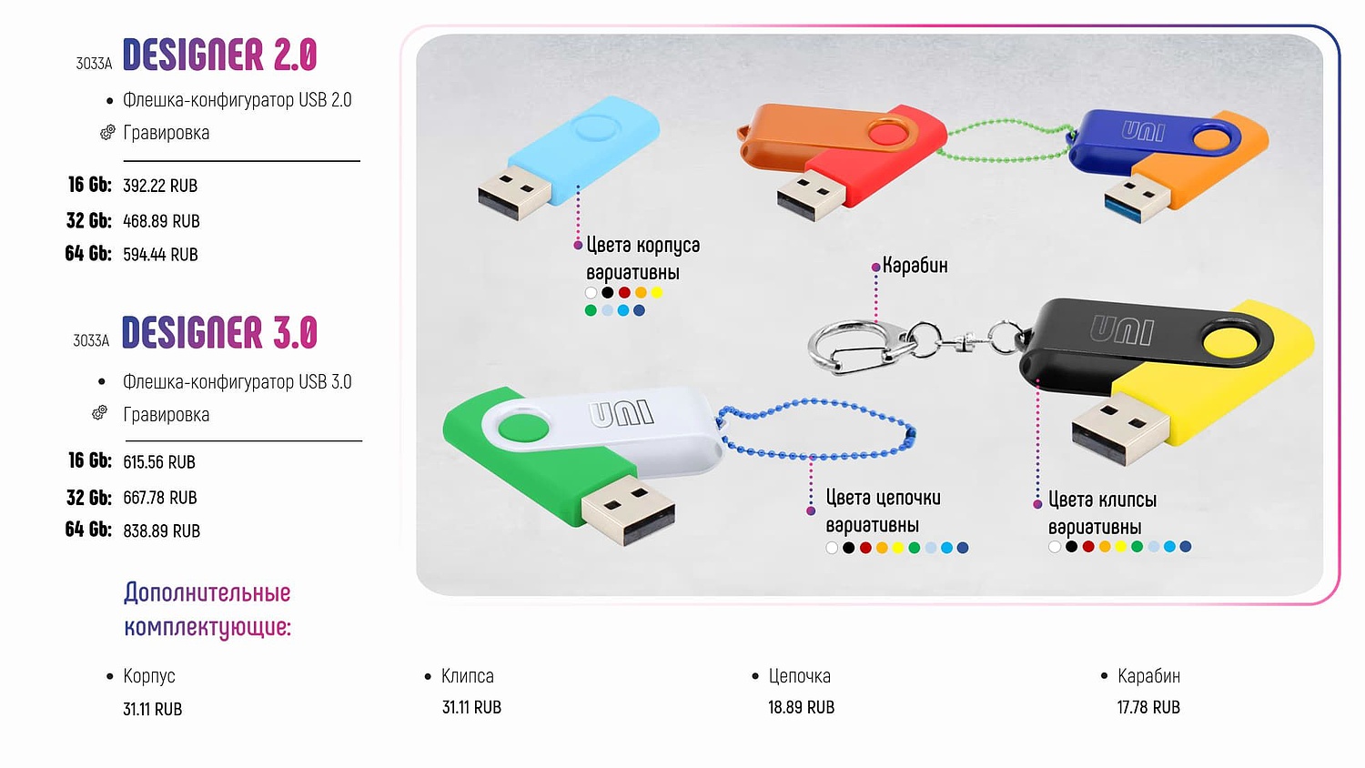 UNI - презентация товаров-конфигураторов