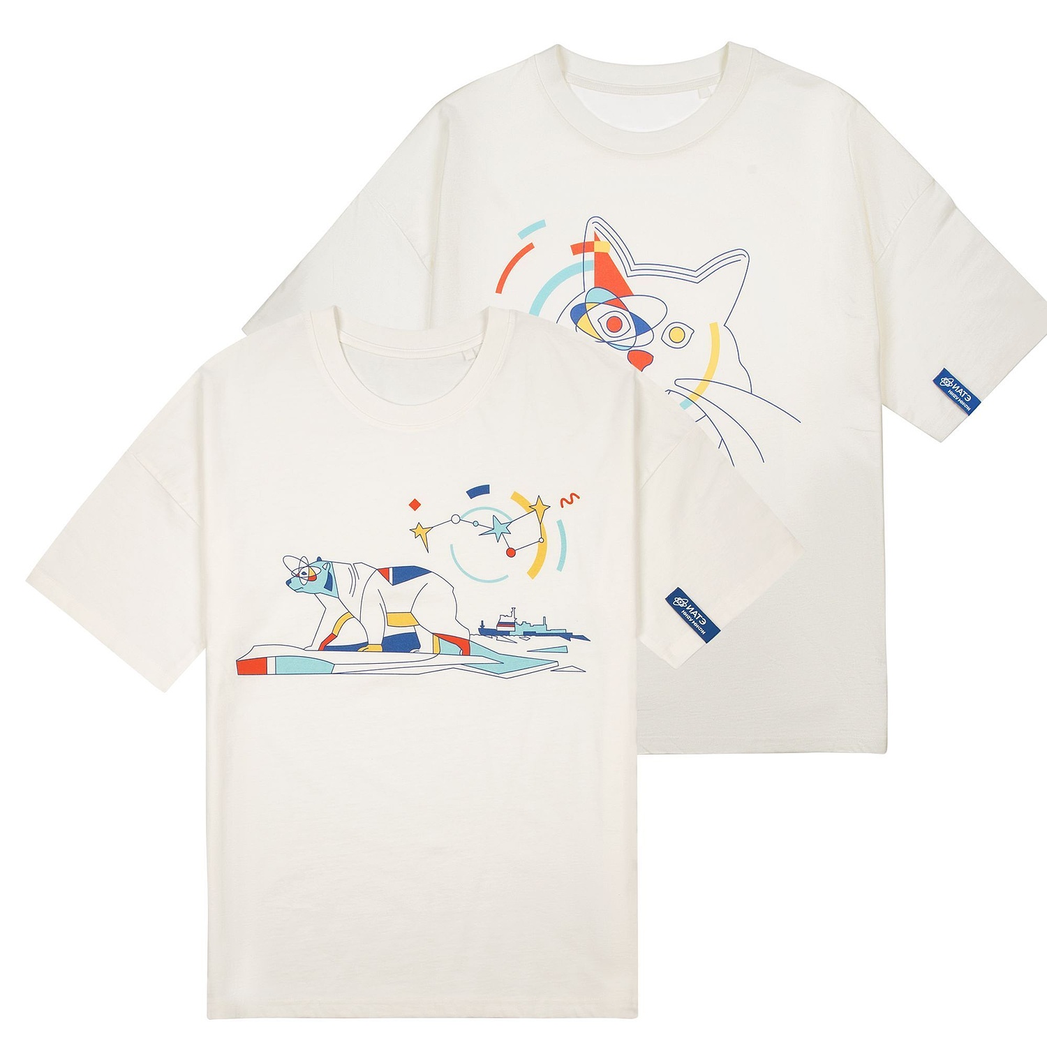 Футболка унисекс оверсайз T3, молочно-белая с логотипом