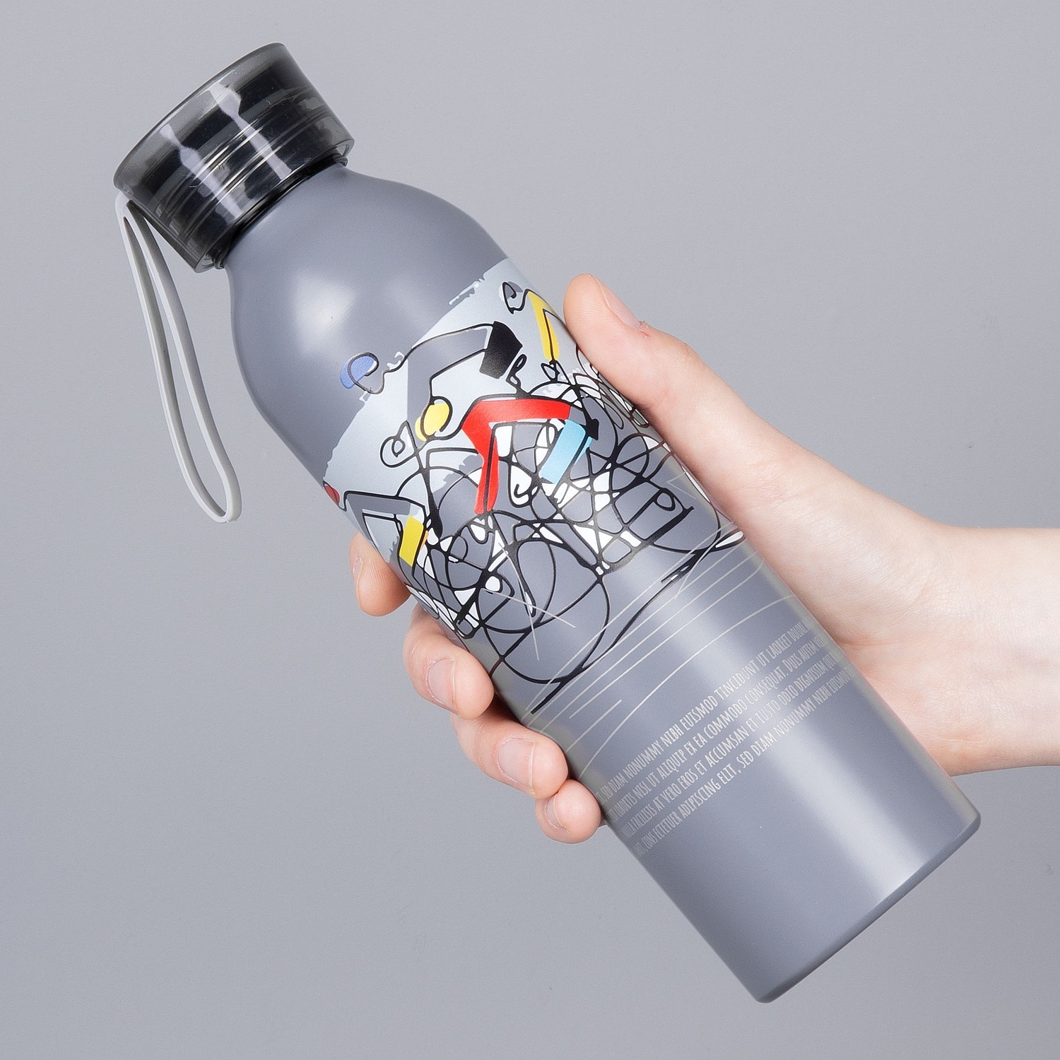 Бутылка для воды Brooke, матовая серая с логотипом