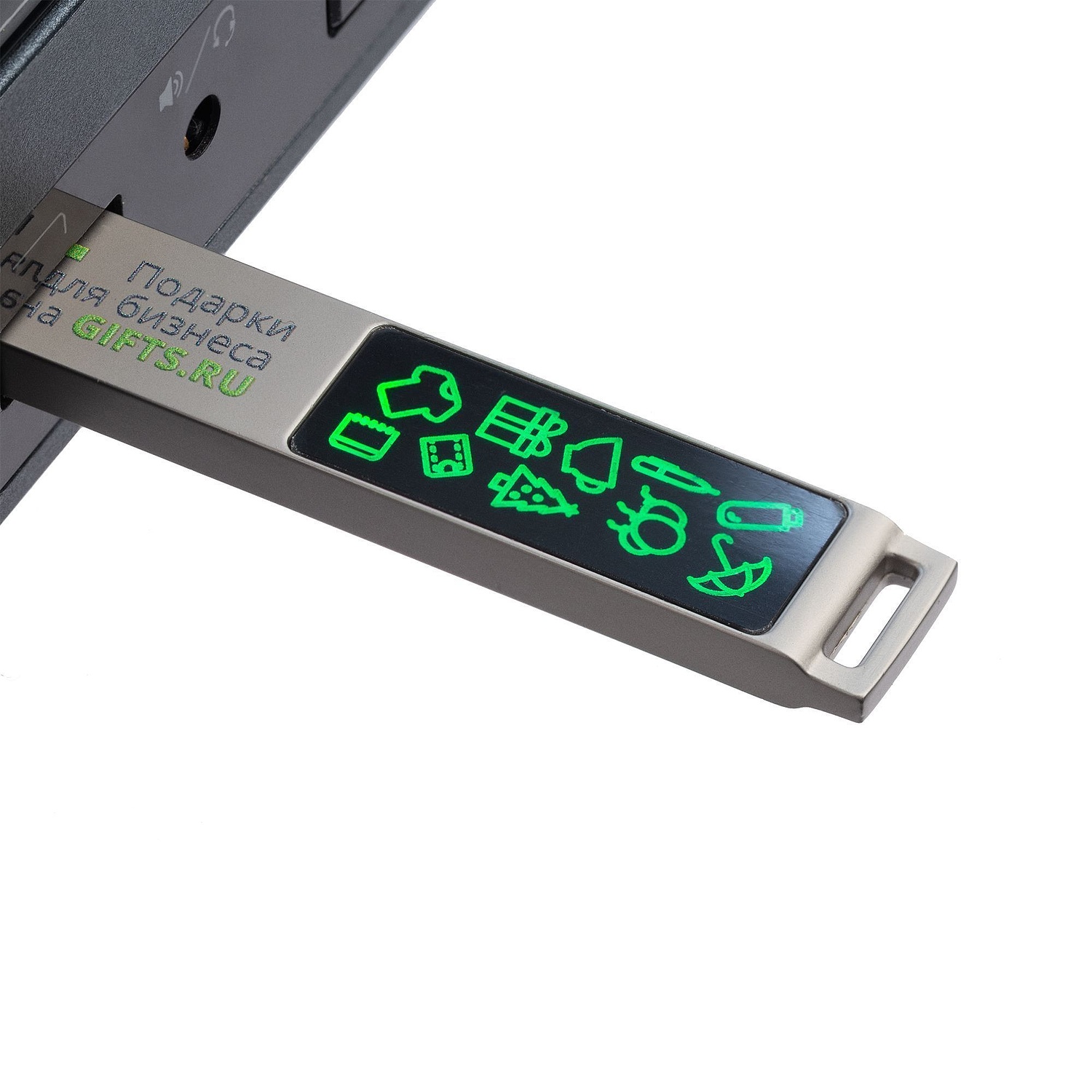 Флешка markBright с зеленой подсветкой, 16 Гб