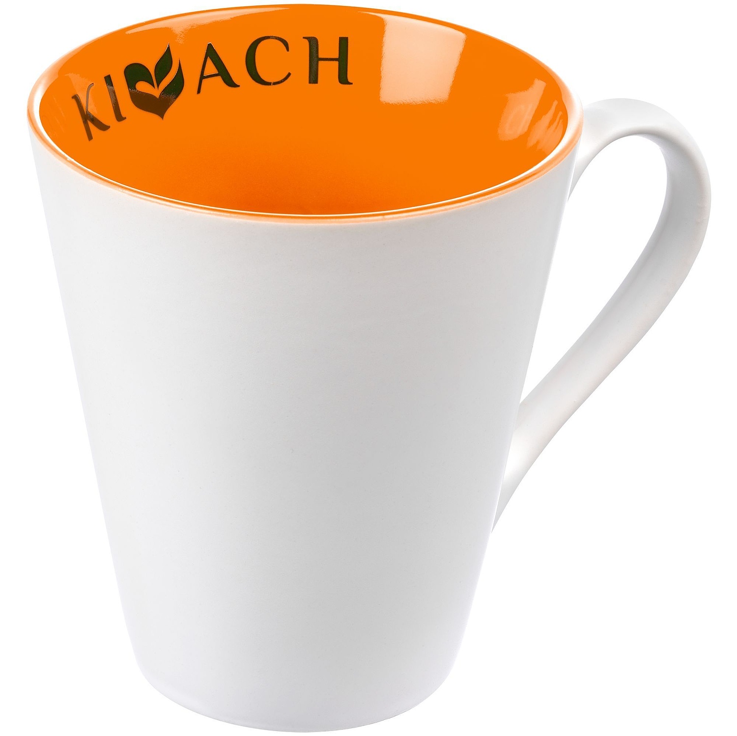 Кружка New Bell матовая, белая с оранжевым с логотипом
