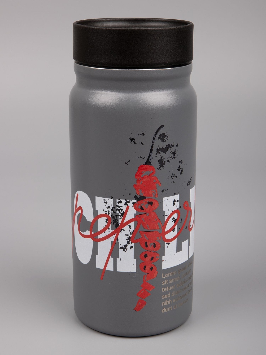 Термостакан Hardproof, серый с логотипом