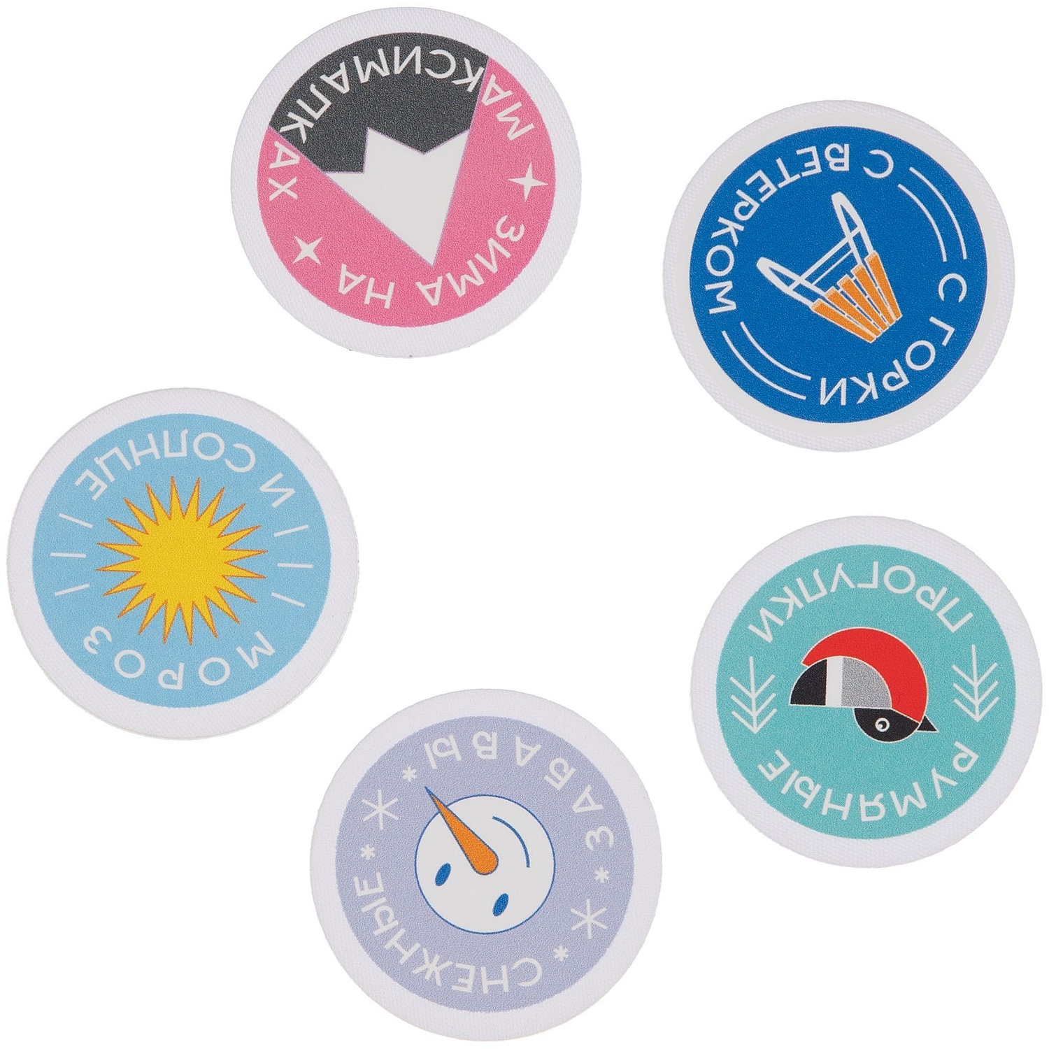 Наклейка тканевая Lunga Round, M, белая с логотипом