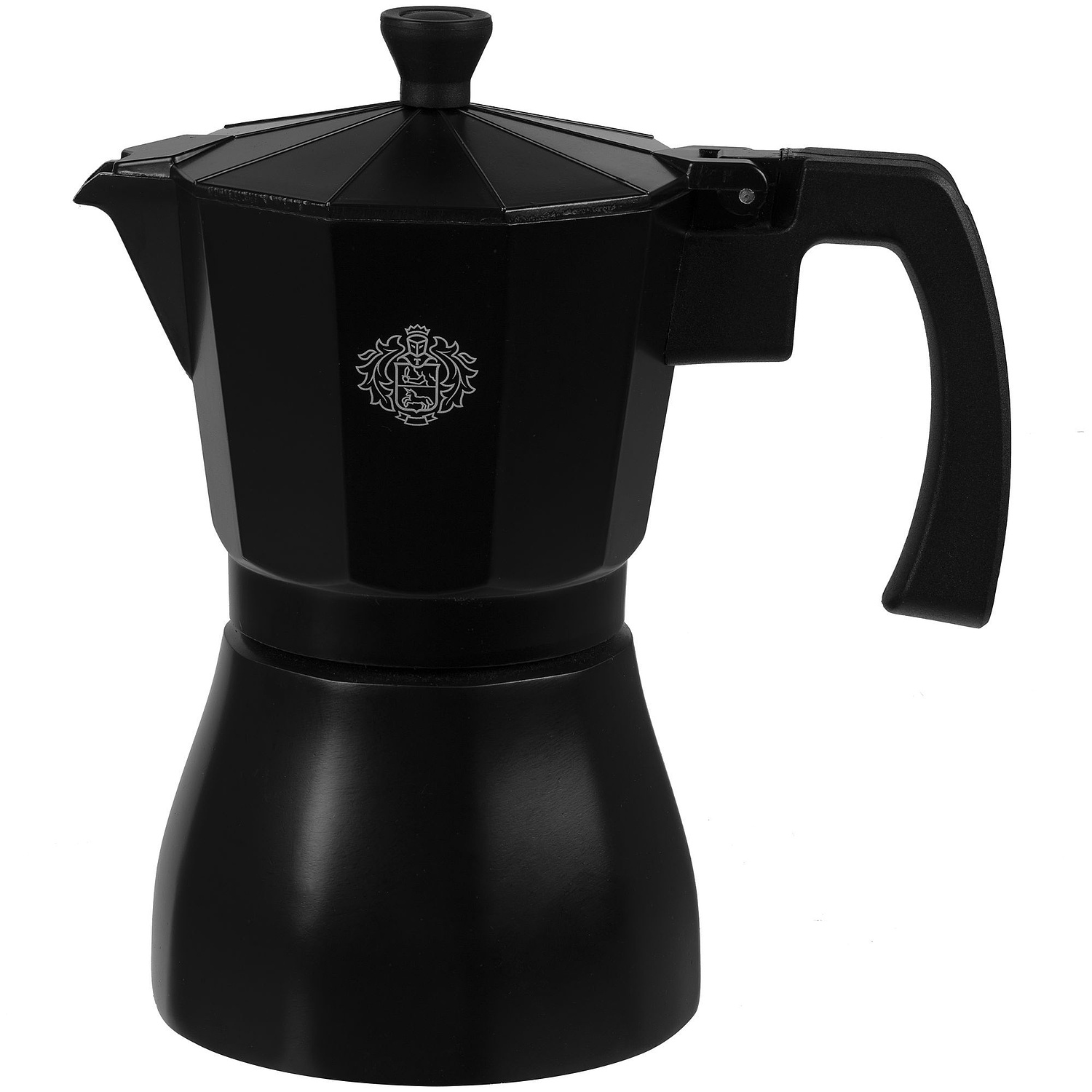 Гейзерная кофеварка Siena, черная с логотипом