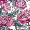 Платок шелковый Delicate, пионы с логотипом