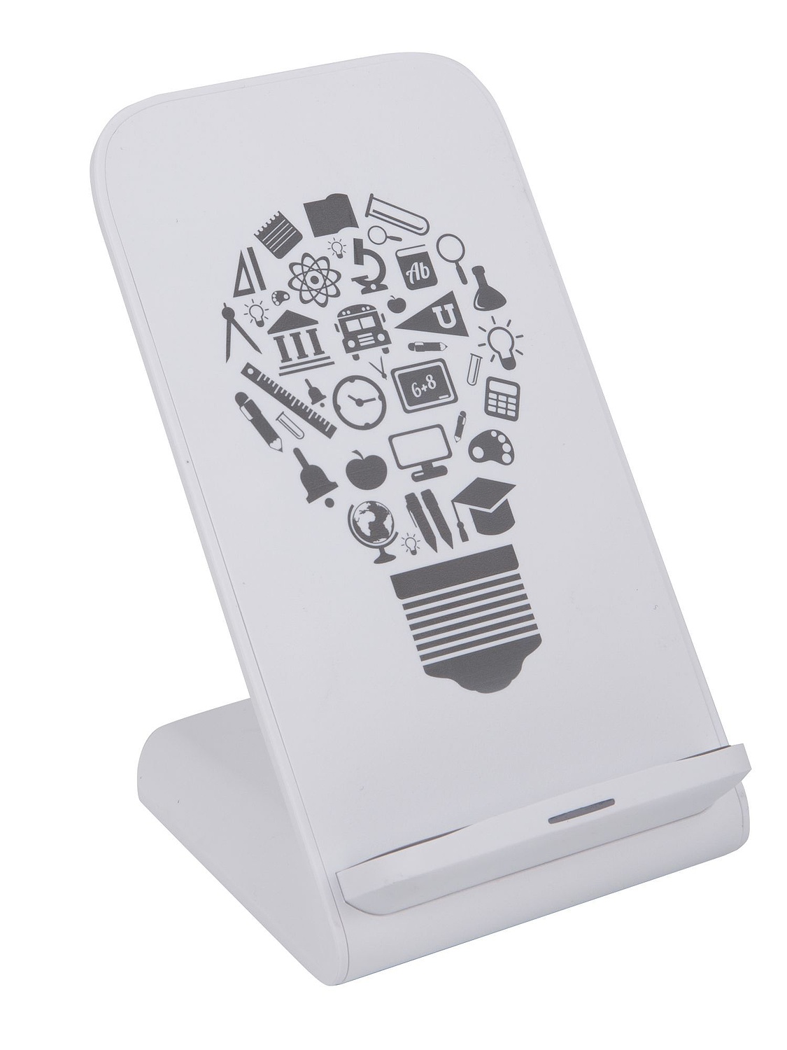 Беспроводное зарядное устройство с быстрой зарядкой Overtop, белое с логотипом