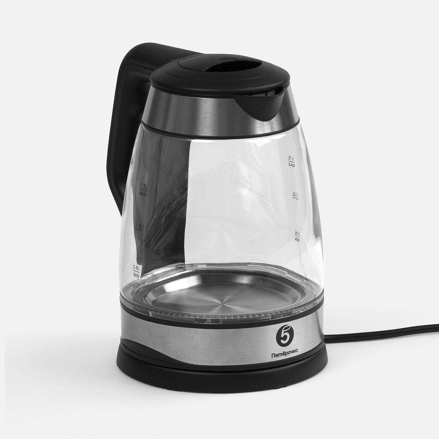Электрический чайник Lumimore, стеклянный, серебристо-черный