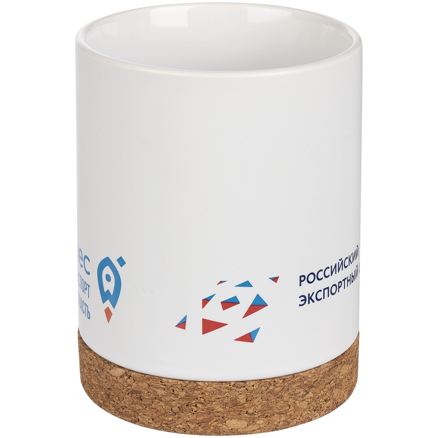 Кружка с пробковой подставкой Corky, белая с логотипом