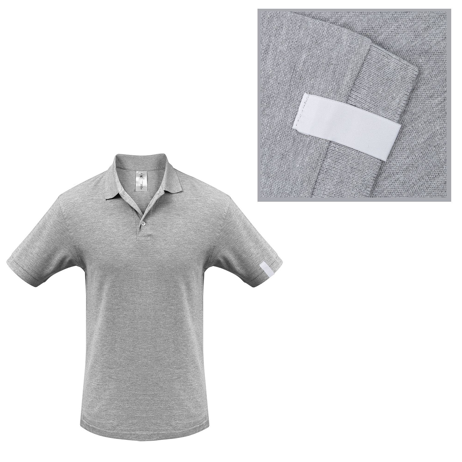Рубашка поло Heavymill серый меланж с логотипом