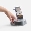 Bluetooth-колонка с беспроводной зарядкой и часами netEnergy, серая с логотипом