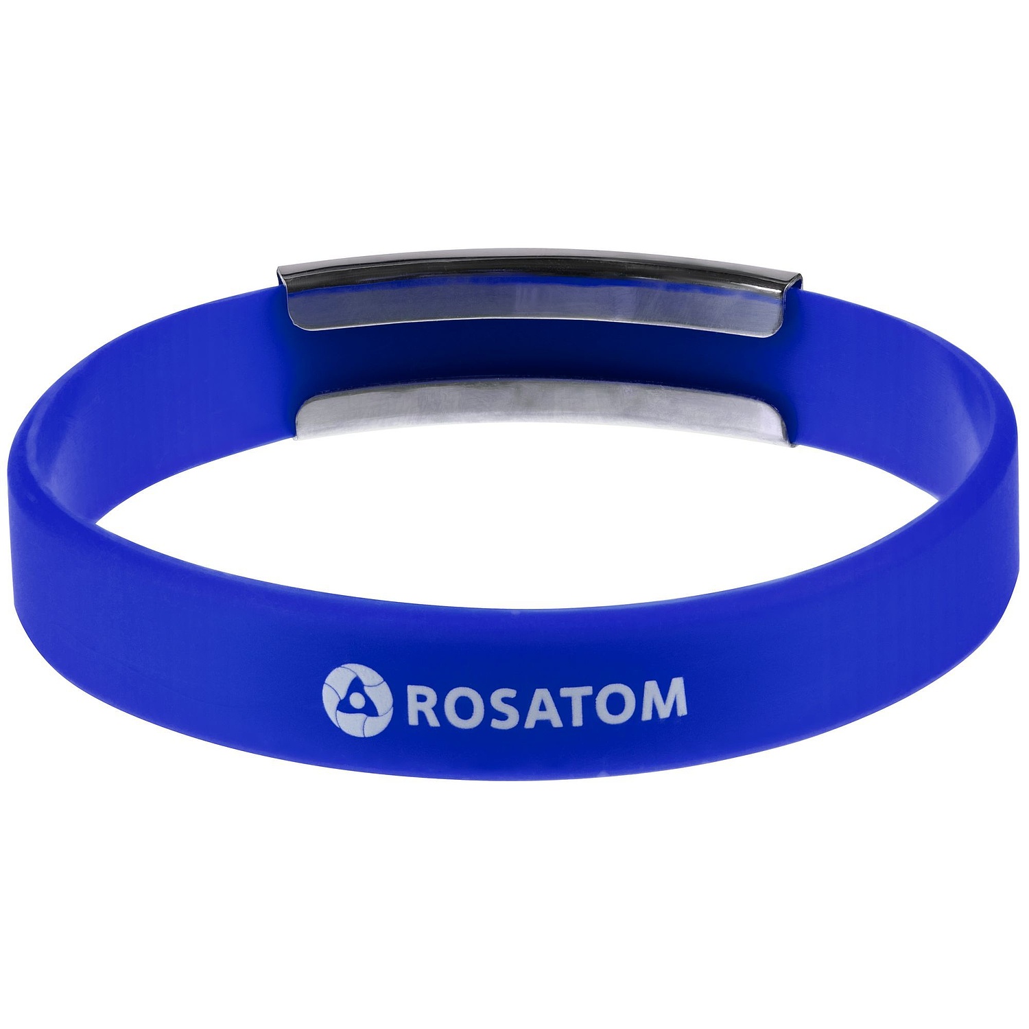 Силиконовый браслет Brisky с металлическим шильдом, синий с логотипом