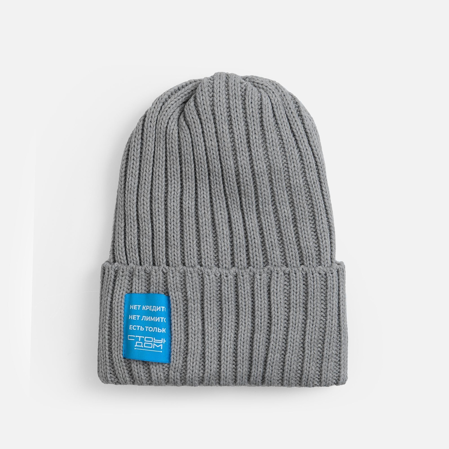 Лейбл тканевый Epsilon, L, голубой с логотипом