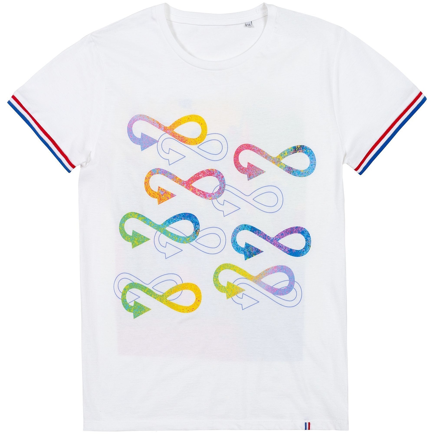 Футболка мужская Rainbow Men, белая с ярко-синим с логотипом