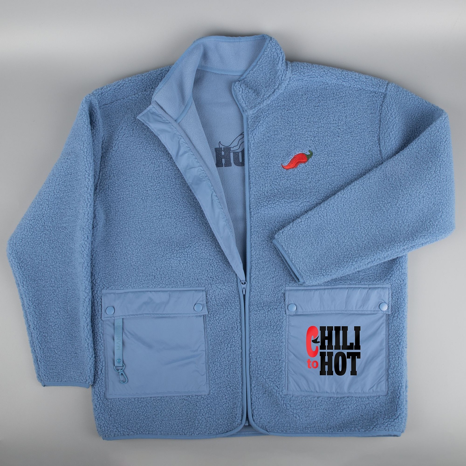 Куртка унисекс Oblako, голубая с логотипом