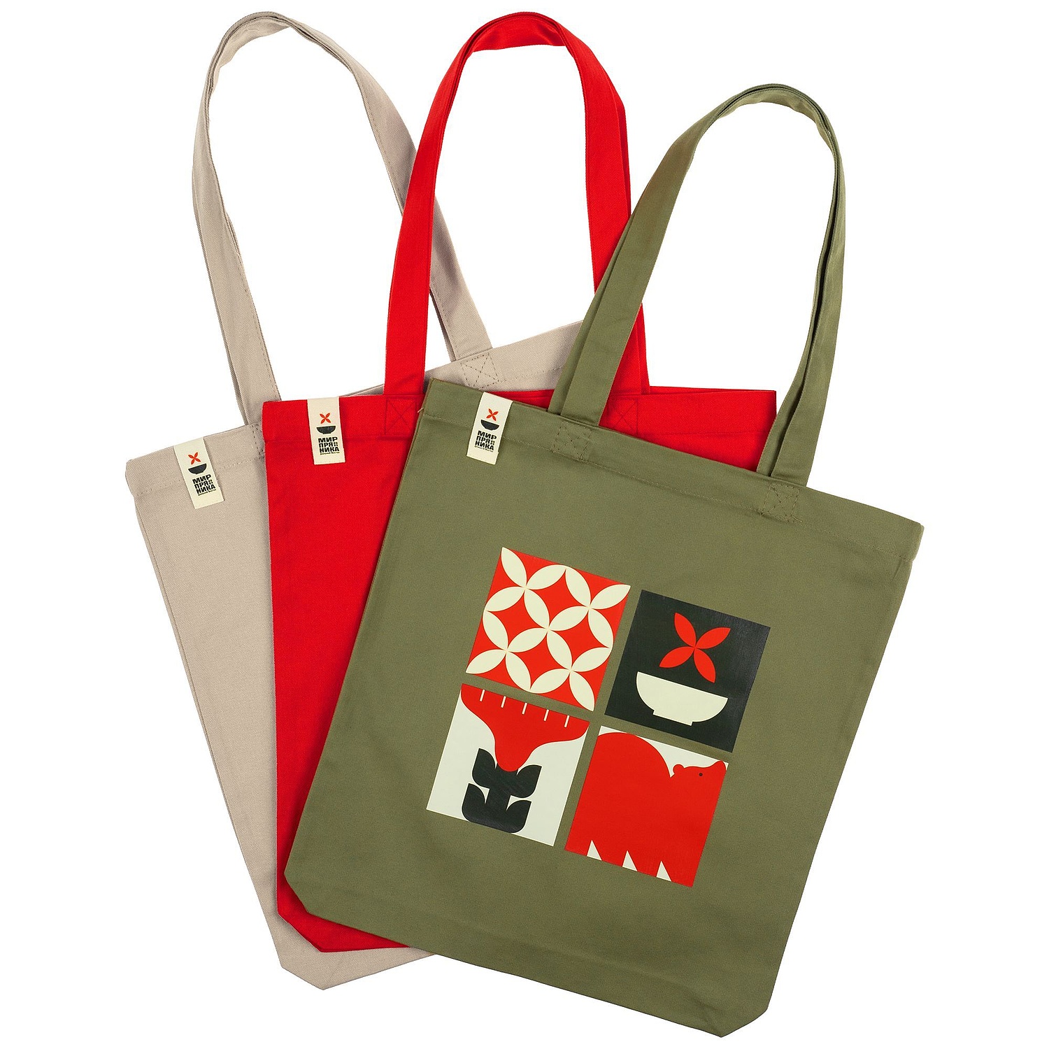 Холщовая сумка Avoska, красная с логотипом